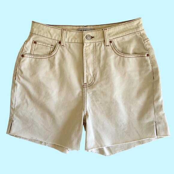 Boyfriend Style Ivory Jean Midi Shorts - Picture 1 of 6
